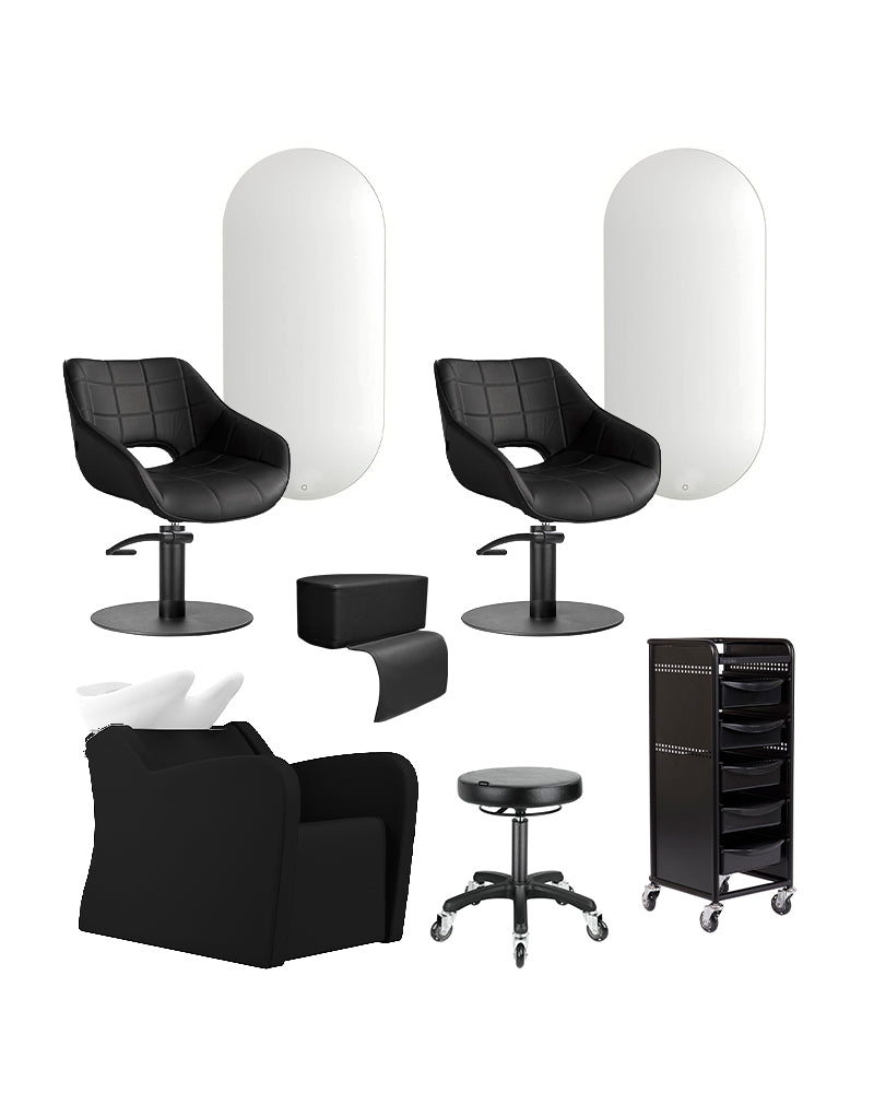 Massagevask startpakke med 2 kundepladser, 1 vaskeplads og udstyr fra Just Add People, frisørudstyr